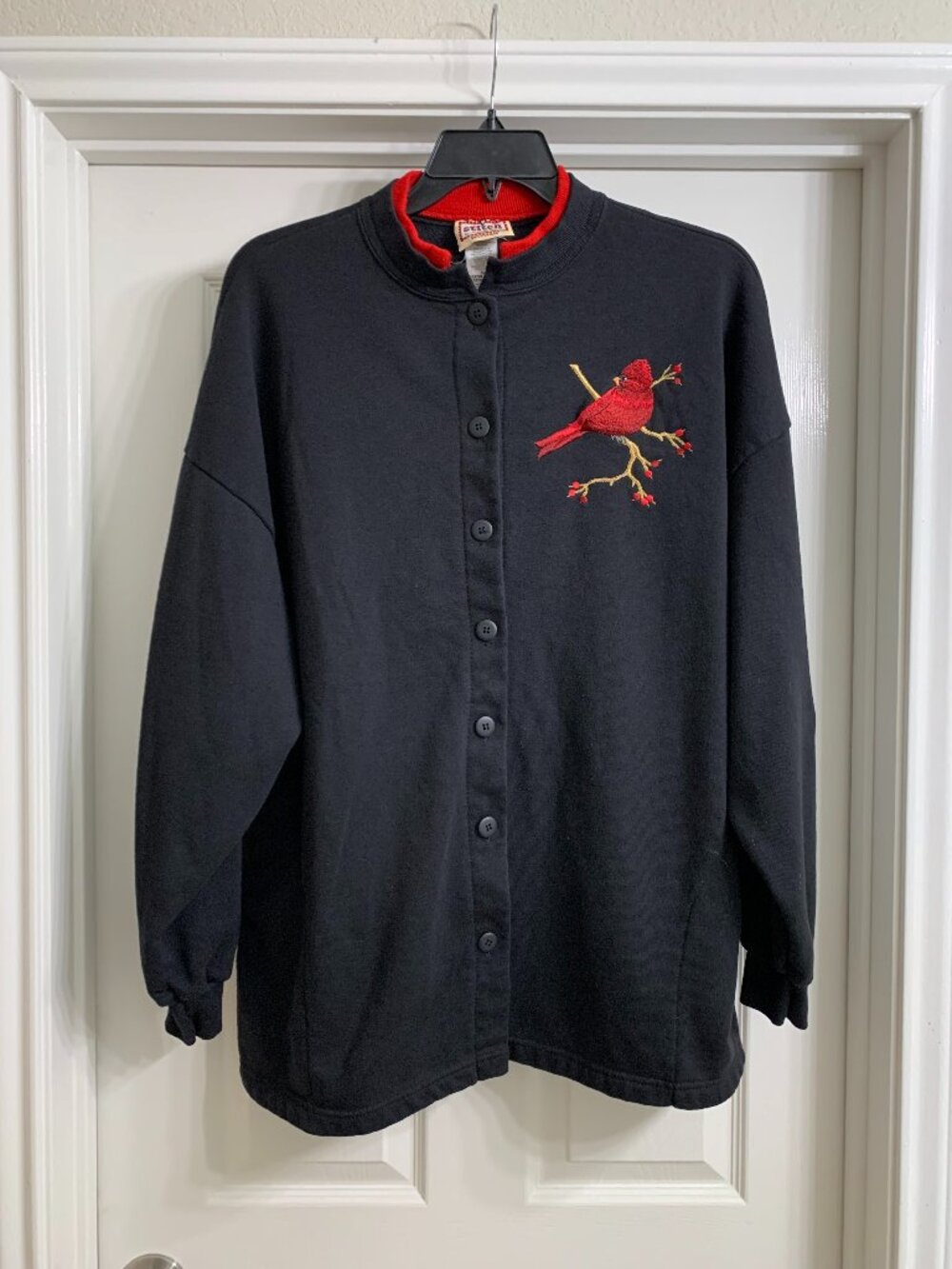 Top Stitch by Morning Sun Vintage Women's Black and Red Jacket, Size 3X